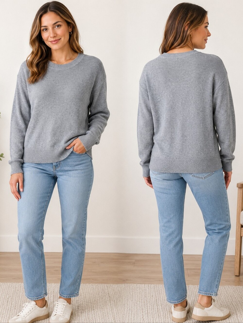 BP. Gray Crewneck Knit Sweater Size S Minimalist • Clean Girl • Casual Contempor
